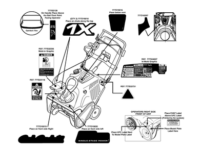Label Map Diagram and Parts List for 1X221LHP (31AM2T6D710-31AM2T6D756)(2013) Cub Cadet Snow Blower
